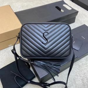 Klasik Saçak Kamera Tasarımcı Crossbody Bag Square Kadın Omuz Tut Tote Çanta Tek Omuz Çantası Kadınlar Zarf Çanta Deri Cep Seyahat Siyah Crossbody Bag