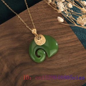 Necklaces Green Jade Elephant Pendant Gemstone Amulet Chalcedony Chinese Women Gifts Natural 925 Silver Charm Necklace Jewelry Fashion
