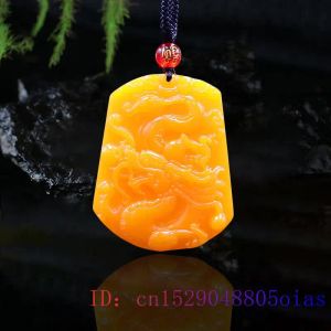 Pendants Yellow Jade Dragon Pendant Lucky Charm Accessories Carved Natural Women Necklace Amulet Fashion Jewellery Chinese Gifts Men
