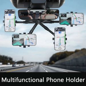 Multifunktionell telefonhållare bil bakspegel spegel roterbar infällbar hängande support GPS -navigationstelefonstativ för iPhone 13