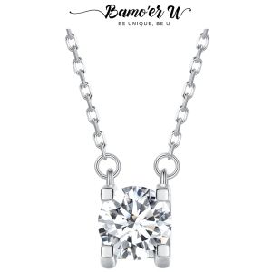 Halsband bamoer u d färg vvs1 ex 1.0ct moissanite hänge halsband för kvinnor bröllop 925 sterling silver halskedja lyxiga smycken