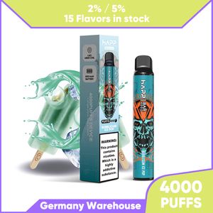 Wysyłka UE E papierosowy Vape Pen Jednortyckie Puff 4000 Vapes Box Prefild Gotowy do palenia 15 Smaków 8 ml 850 mAh E Zigarette