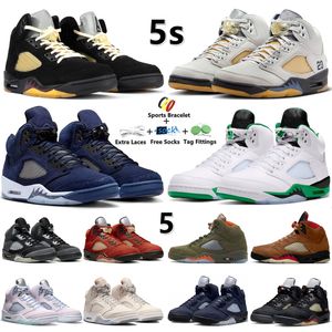 Jumpman 5 5s Mens Basketball Shoes Lucky Green Midnight Navy Plaid A Ma Maniere x Dawn Photon Dust Army Olive Archaeo Brown Easter Craft Men Trainers Sports Sneakers