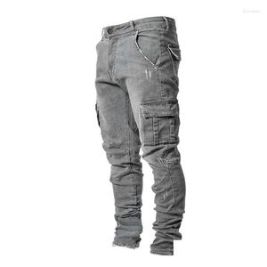 Mäns jeans herrar 2024 stretch mti-pocket mager ungdom mode smal passande bantning denim overall droppleverans kläder kläder otrfj