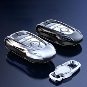 För Lincoln Aviator Navigator MKZ MKC Zinc Eloy Silver Car Key Case Keyless Cover Key Shell Car Accessories