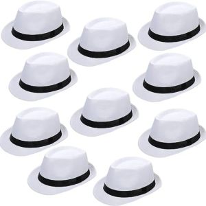 Cloches 10/16 pack 1920s fedora hattar för män korta grim sun panama hattar klassiska fläsk paj hattar sommarhatt för kvinnor fest bröllop kostym