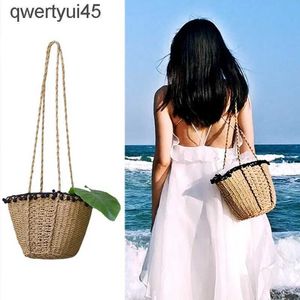 Axelväskor Air Ball Lace Boemian Beac Bag for Women Retro and Made Straw Bags Summer Travel and Bags Drawstring Basket Bag LeisuretoteH24220