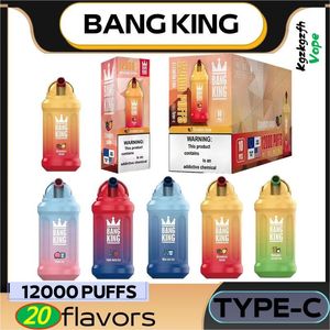 Bang King Puff 12000 E Cigarettes Kit Elf Box 12K Puffs Disposable Vape Pen Mesh Coil Rechargeable 600mAh Battery Vapers 0% 2% 3% 5% 20 Colors Vaporizers puff 12000 vapes