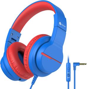 سماعات Iclever Kids للسفر المدرسي ، المجلد الآمن 85/94DB ، صوت استريو MIC HD Over-Ear ، funshare قابلة للطي 3.5 ملم لجهاز الكمبيوتر iPad