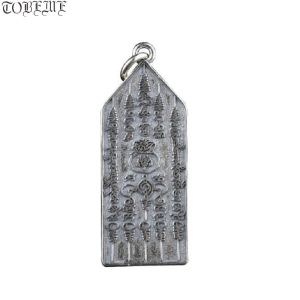 Pendants 100% 925 Silver Thailand Five Scripture Pendant Sterling Good Luck Amulet