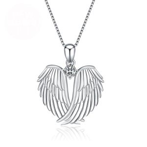 Hängen 925 Sterling Silver Moissanite Hearthaped Angel Wings Pendant Diamond Necklace Women Boutique Luxury Jewelry Wholesale