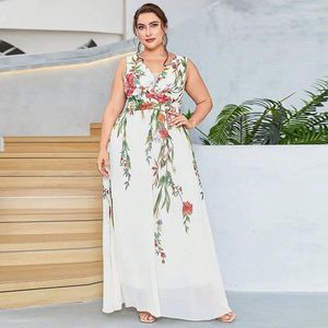 Plus Size Dresses European And American Foreign Trade Short-sleeved Chiffon Printed Elegant Bridesmaid Dress -selling Long