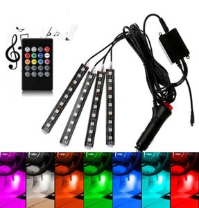 CAR USB LED RGB Atmosphere Strip Light 4 In 1 Remote Voice Control Interior Styling Dekorativ dynamisk tmosphere Lamp88531062681943