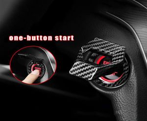 Car Engine Start Stop Button Cover Ring Ignition Carbon Fiber Trim Push Switch Decor Stickers Auto Interior6057933