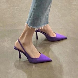 Elbise ayakkabıları Avrupa Amerikan moda yüksek topuk tek 2024 düz renkli hafif ağız sivri ince sandalet zapatos mujer