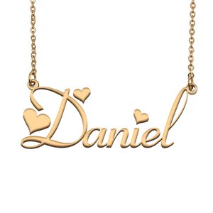 Daniel Name Necklace Pendant for Women Girls Birthday Gift Custom Nameplate Kids Best Friends Jewelry 18k Gold Plated Stainless Steel