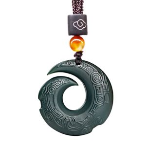 Pendants Natural Dark Green Hetian Jade Necklace Pendant with Silver Cloud Women Jade Jewelry with Rope Chain