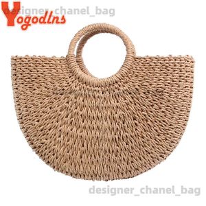 TOOT YOGODLNS YENİ Moda Moon Str Çanta Kadın Yaz Plaj Çantası Rattan Çanta El Yapımı Vintage Dokuma Çanta Kadınlar Bolsa Femme T240220