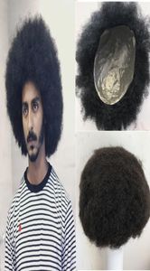 Afro Toupee for Men Curly Full Pu Mens Toupee 8x10 Black Human Hair Afro Curly Men Wig Replacement Systems Thin Skin Hairpiece2979157