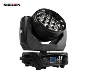 SHEHDS新しいLEDズーム移動ヘッドライト19x15W RGBWウォッシュDMX512ステージ照明DJディスコパーティーバー効果3340861用