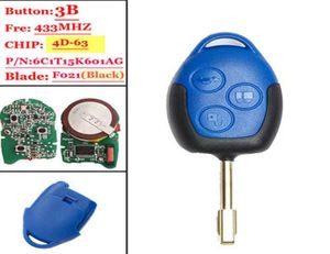 433MHz 4D63 CHIP PN6C1T15K601AG 3 Düğmesi Uzak Araç Anahtarı FOB Ford Transit WM VM Nowith Mavi Siyah Bıçak FO218054809