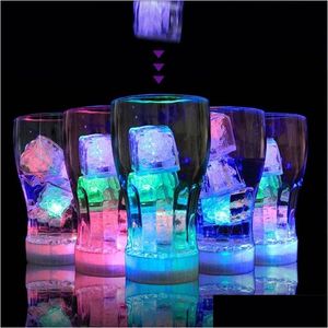 Night Lights Led Ice Cubes Glowing Party Rose Diamond Heart Shape Flash Light Luminous Neon Wedding Festival Christmas Bar Wine Glas Dhzjo