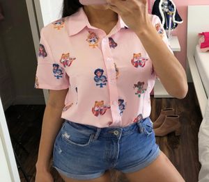 Gagarich Sailor Moon Pink Short Sleeve Shirts Harajuku T Shirt Women kläder 2020 Cosplay Top Cute Kawaii Butterfly T Shirt CX20064670192