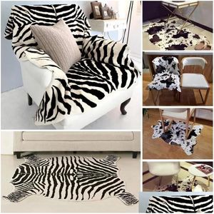 Tappeti creativi Zebra / mucca 3D stampati per soggiorno antiscivolo simpatici animali tappeti da lancio tappetini zerbino zona tappeto 201228 Drop Delive Dh6Ao