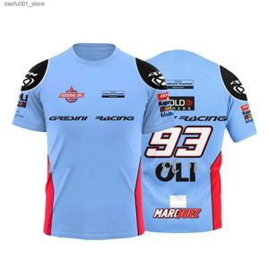 Men's T-Shirts 2024 New Motorcycle Race Blue Summer Mens Breathable T-Shirt Team Marquez Fans Casual Short Sleeves T Shirt For Men Q240220