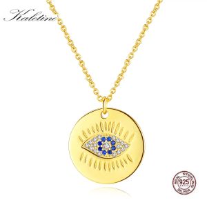 Pendants KALETINE Evil Eye Long Necklace 925 sterling silver Statement Hand Hamsa Necklace Boyfriend Gift Necklace Women Jewelry Choker