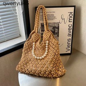 Axelväskor oull Mes Pearl Straw Woven Bag Oliday och Made Coon Rope Mes Beac Bagh24220