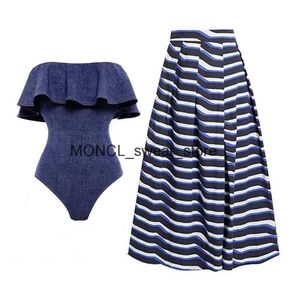 Women's Swimwear 2023 New Fashion One Piece Swimsuit Skirt Shoulder Print 3D Floral Women Slimming Bathing Suit Beach WearH2422020