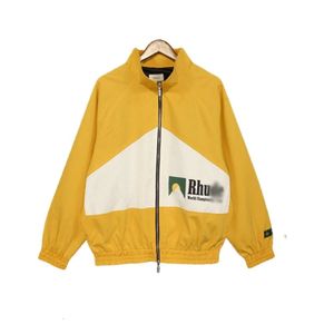 Rhude Designer Men Jacket Top Quality Mens Jackets American Small Fashion Brand Splicing Pill Zipper Printing Short