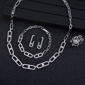 French Geometry Moveble Link Single Diamond Micro Inlays Diamonds Pendant Women Necklace Earnings Armband Smyckesuppsättning Kombination Mask-28