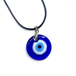 Pendant Necklaces Blue Eye Glass Leather Rope Necklace Evil Lucky Protection Jewelry For Men Women