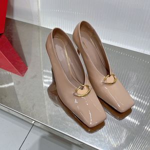 Patent läder slingback pumpar 6/9,5 cm kvinnor lyxig stilett häl klänning kvadrat tå elegant kontor designer sandaler sul kalvskinn glid på pumpskor