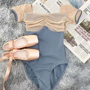 Stage Wear Ballet Dance Outfit For Girls Short Sleeves Adult Art Examination One-piece Gymnastic Clothes Leotard Women