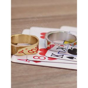 Hexagonal New Gold Plated Titanium Steel Ring for Men's High Definition Reflective Recognition Card Poker Fashion Close Up Magic Props 1170