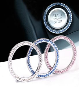 2XCar Crystal Ignition Key Ring Auto Push to Start Decorative Rhinestone Lock Keyhole Rings6152766