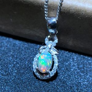 Anhänger Feuerwerk leuchtender Opal-Anhänger für Halskette aus Damenschmuck aus 925er Silber, zertifizierter natürlicher Edelstein, Geburtstags-Christus-Geschenkstil