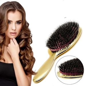 Spazzola per capelli di lusso con setole dorate e argentate, spazzola per capelli di forma ovale, pettine antistatico 230208