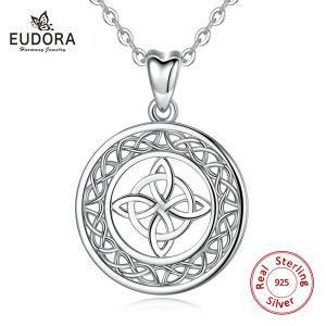 Ciondoli EUDORA 100% argento sterling 925 nodo celtico ciondolo fine nodo tondo collana buona fortuna gioielli per Lady ragazza regalo di Capodanno D122