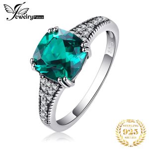 Yüzükler Jewelrypalace Vintage 2.1ct Yastık Simüle Nano Emerald 925 STERLING Gümüş Nişan Yüzüğü Kadınlar için Güzel Yıldönümü Hediyesi