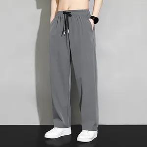 Pantaloni da uomo Pantaloni larghi in seta di ghiaccio da uomo Primavera Estate Pantaloni dritti solidi traspiranti sottili Harajuku Streetwear Pantaloni sportivi cadenti