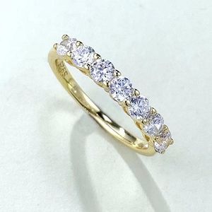 Anelli a grappolo in oro 14 carati Anello con diamante Moissanite in vero argento sterling 925 Fede nuziale di fidanzamento per le donne Promessa di gioielli