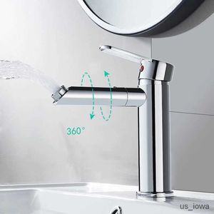 Bathroom Sink Faucets Rotatable Bathroom Faucet Solid Copper Bathroom Basin Faucet Cold and Hot Water Mixer Sink Tap Single Handle Deck Mounted Tap