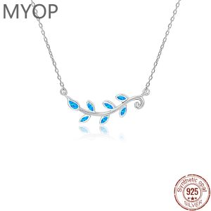 Hängsmycken Myop 2023 smycken 925 sterling silver kvinnors halsband bladgräs varmt uttalande av personlighet opal