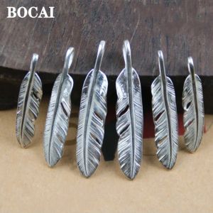 Hängen den senaste graverade äkta Bocai Little Feather Pendant S925 Silver Handgjorda tillbehör