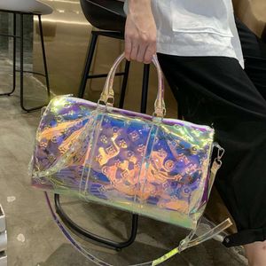 Sports and Fitness Transparent Embossed Boarding Luggage Handheld Colorful Laser Travel Bag Large Capacity 75% factory direct sales