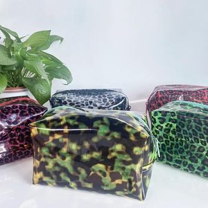 Sacos cosméticos HoSwag Mulheres Leopard Print Travel Ladies Makeup Bag Bolsa Personalizável Kit de Higiene Pessoal Make Up Organizador
